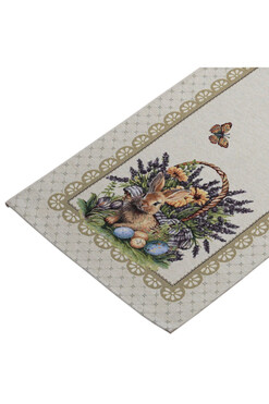 Bunny&Lavender Palace, wielkanocny bieżnik gobelinowy, 100x38cm