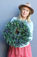  Zielone Liście C, wysokiej jakości sztuczny wianek na drzwi, śr.42cm