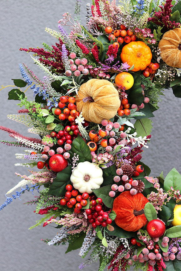 Jesienna Pora asymetryczny wianek jesienny, rozp.60cm