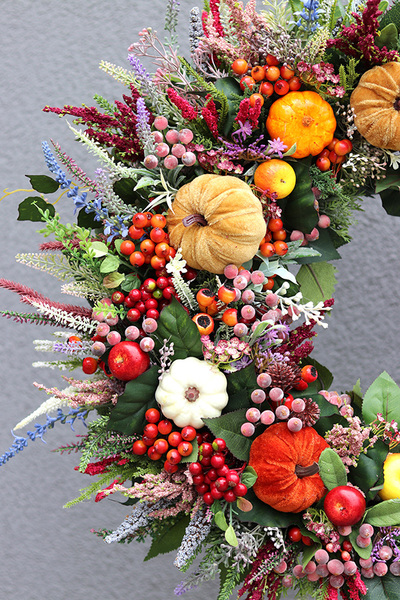 Jesienna Pora asymetryczny wianek jesienny, rozp.60cm
