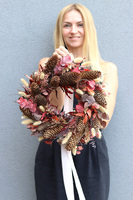 Boho Nickle, dekoracyjny wianek ze stabilizowanych roślin, śr.35cm