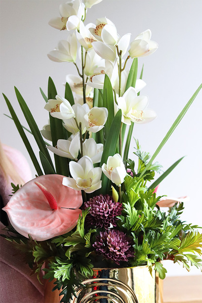 Złota Mekka Moment, storczyk cymbydium z anturium