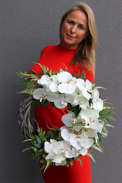 Orchideano, wianek na drzwi ze storczykami, śr.42cm 