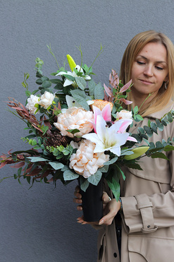 OD RĘKI Lediera Idealia, bukiet nagrobny we wkładzie, dł.50cm 