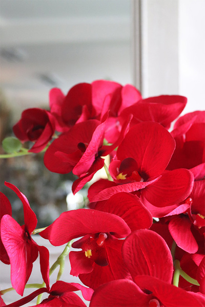 Delicja Karminosa, sztuczny storczyk w czarnej donicy, wys.60cm 