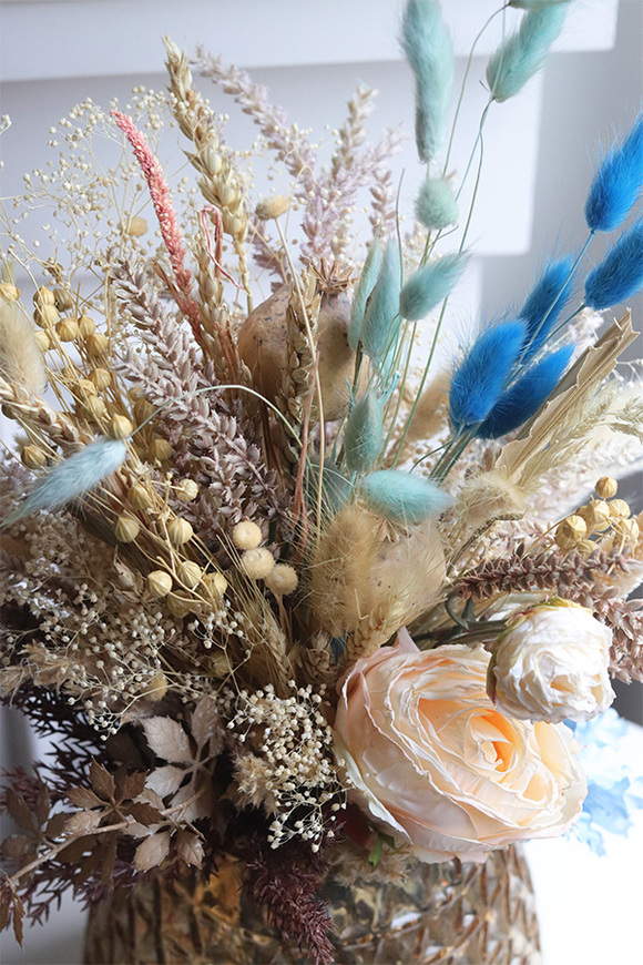 Boho Blue Bosco, dekoracyjny bukiet w wazonie