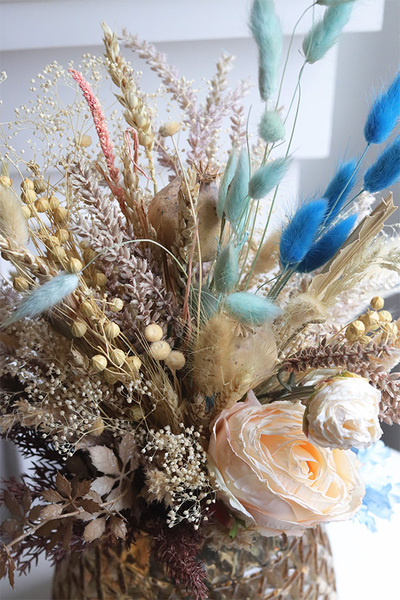 Boho Blue Bosco, dekoracyjny bukiet w wazonie