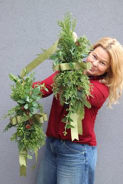 Green Christmas Door, zawieszka świąteczna na drzwi dwustronna, dł.60/170cm