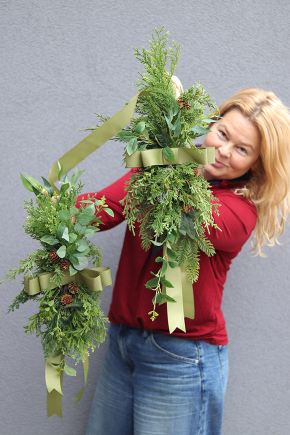 Green Christmas Door, zawieszka świąteczna na drzwi dwustronna