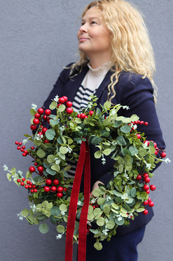 OD RĘKI Witaj Zimo, świąteczny wianek dekoracyjny, śr.45cm 