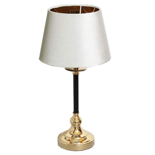 Sophista Gold, lampa stołowa glamour, biało-złoty welur, wys.51cm  