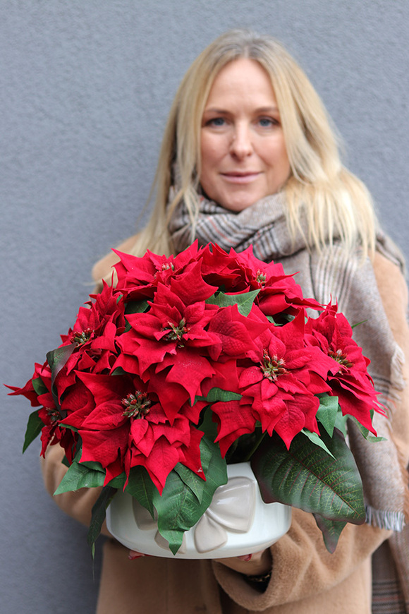 Gwiazda Betlejemska Kokarda Beige, wysokiej jakości sztuczna roślina