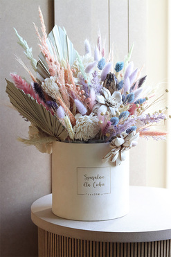 Orfitta Soho, welurowy flowerbox boho z suszem, wys.36cm