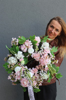 Pink Flowers, wianek dekoracyjny na drzwi