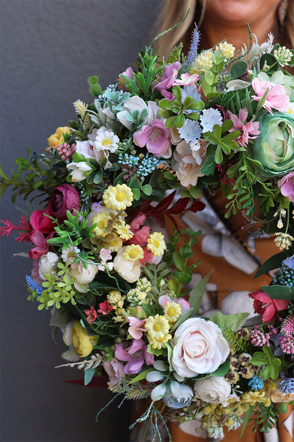 Kolorowa Łąka 2, kwiatowy wianek na drzwi	