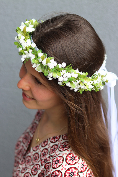 Kaszka New, biały wianek na głowę, rozmiar uniwersalny