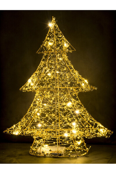 Christmas Tree, figurka świąteczna choinka LED złota