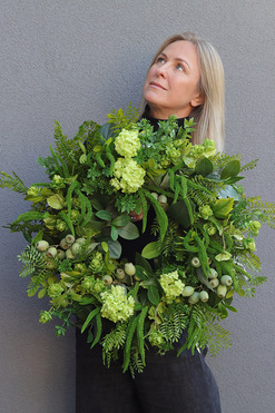 Green Kalinei, zielony wianek na drzwi, śr.57cm