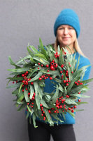 Eukaliptusowy 2, świąteczny wianek ozdobny