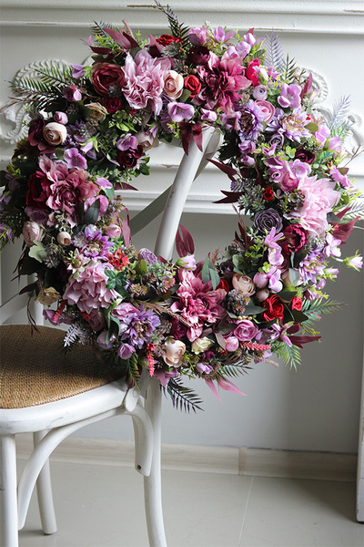 Melise, fioletowo-różowy wianek kwiatowy