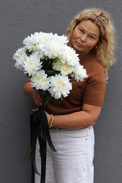 Kremowa Chryzantema, bukiet chryzantem, dł.75cm 