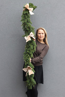 Christmas Beige Big, gęsta girlanda zimowa z kokardą