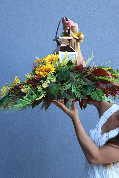 Angelo Garden Jesień, lampion nagrobny ze słonecznikami, wys.41cm