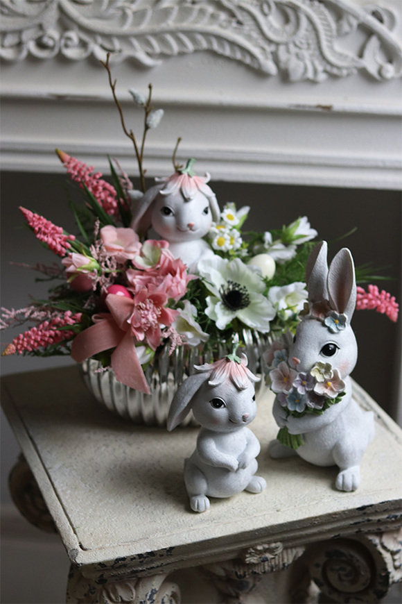 Srebrna Sielanka Sweetie Bunny, stroik wielkanocny w naczyniu