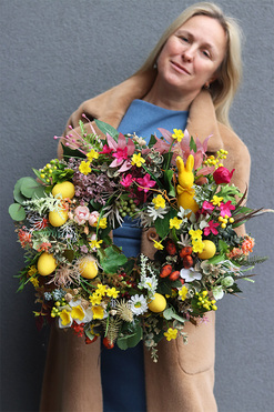 Tęcza Wielkanocna, wielkanocny wianek na drzwi z jajkami, śr.46cm 