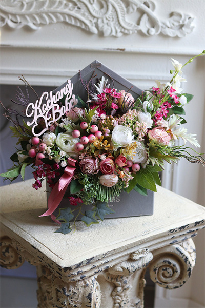 Dzień Babci i Dziadka, Koperto Ludia, flowerbox, wym.30x35cm