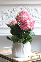 doniczkowa hortensja Różowo-Żółta, wysokiej jakości sztuczne kwiaty