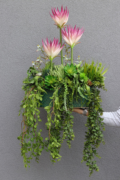 Grefire, sztuczna egzotyczna kompozycja ze zwisami, wys.70cm