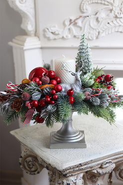 Leśny Poranek, adwentowy stroik na nodze, wys.46cm 