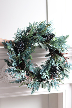 OD RĘKI Poroże Blue, wianek ozdobny stroik dekoracyjny, śr.60cm 