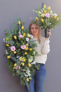 Anatolia 2, komplet dekoracji nagrobnych, bukiet + wiązanka na desce 