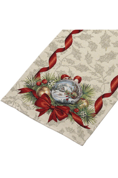 Gwiazdkowy Ostrokrzew, świąteczny bieżnik gobelinowy