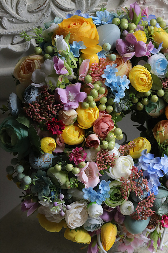 Wiosenna Pastelinata, kolorowy wianek na drzwi