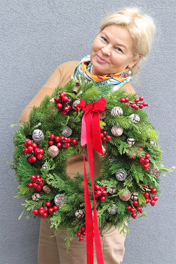 Naturalna Gwiazdka, świąteczny wianek z szyszkami i owocami, śr.45cm 