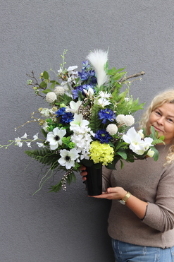 Premium Decoria, bukiet nagrobny we wkładzie do wazonu, dł. 63cm 