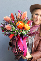 Wrzosy Bosco Pink, jesienna kompozycja w wazonie