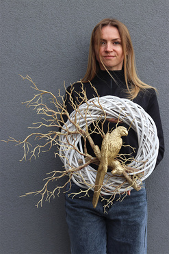 Pod Papugami 2, złoty wianek na drzwi, rozp.57cm