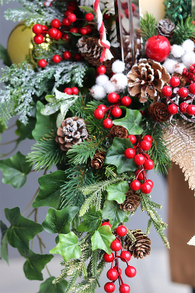 Angelo Winter Red, srebrny lampion nagrobny ze świecą LED