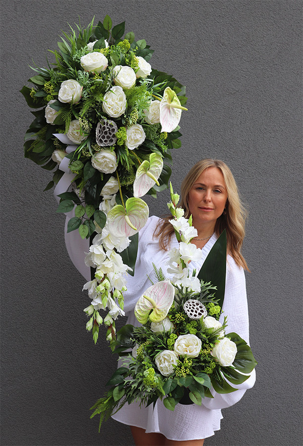 White Fluena, komplet dekoracji nagrobnych, kompozycja