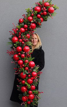 Karminowe Love Xmas, świąteczna girlanda na kominek, dł.200cm