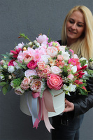 bogaty flowerbox z różami, Elegancya, wym.45cm