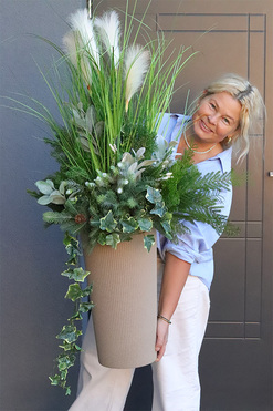 Lunedia 2, zielona kompozycja z trawami rozm.M, wys.120cm 