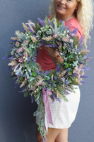 Lukrena 2, wianek dekoracyjny z lawendą i sukulentami