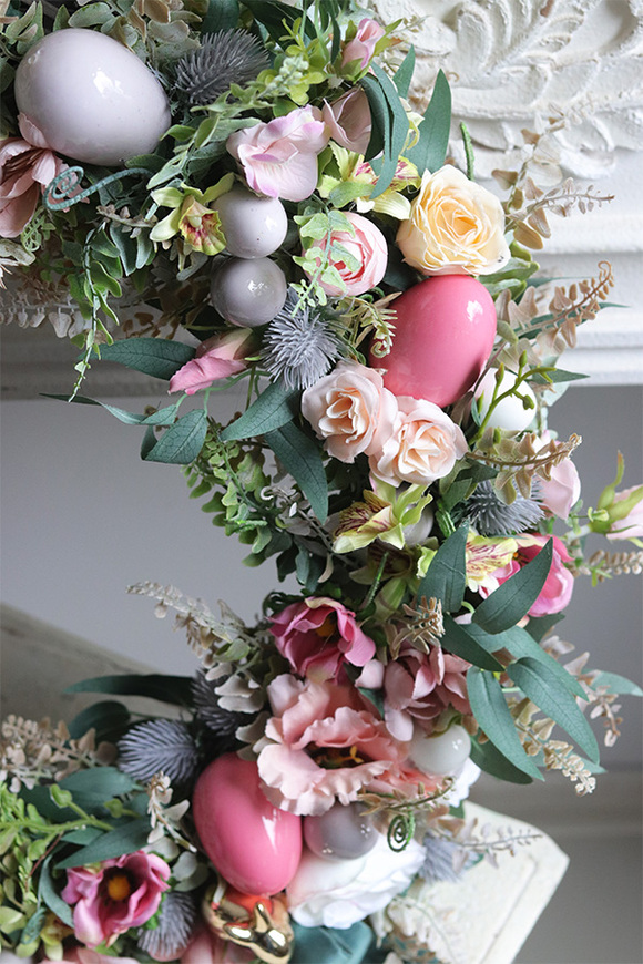 Green Canoe Pastels 3, asymetryczny wianek wielkanocny