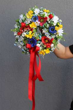 Wszystko Kwitnie, kwiatowy wianek na drzwi, śr.34cm 