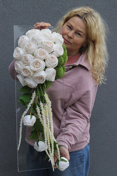 Clear Design Roses Ecru, dekoracja nagrobna na płycie